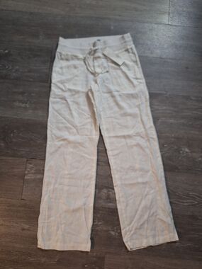 Urban Outfitters White Lightweight Linen-Blend Drawstring Pants